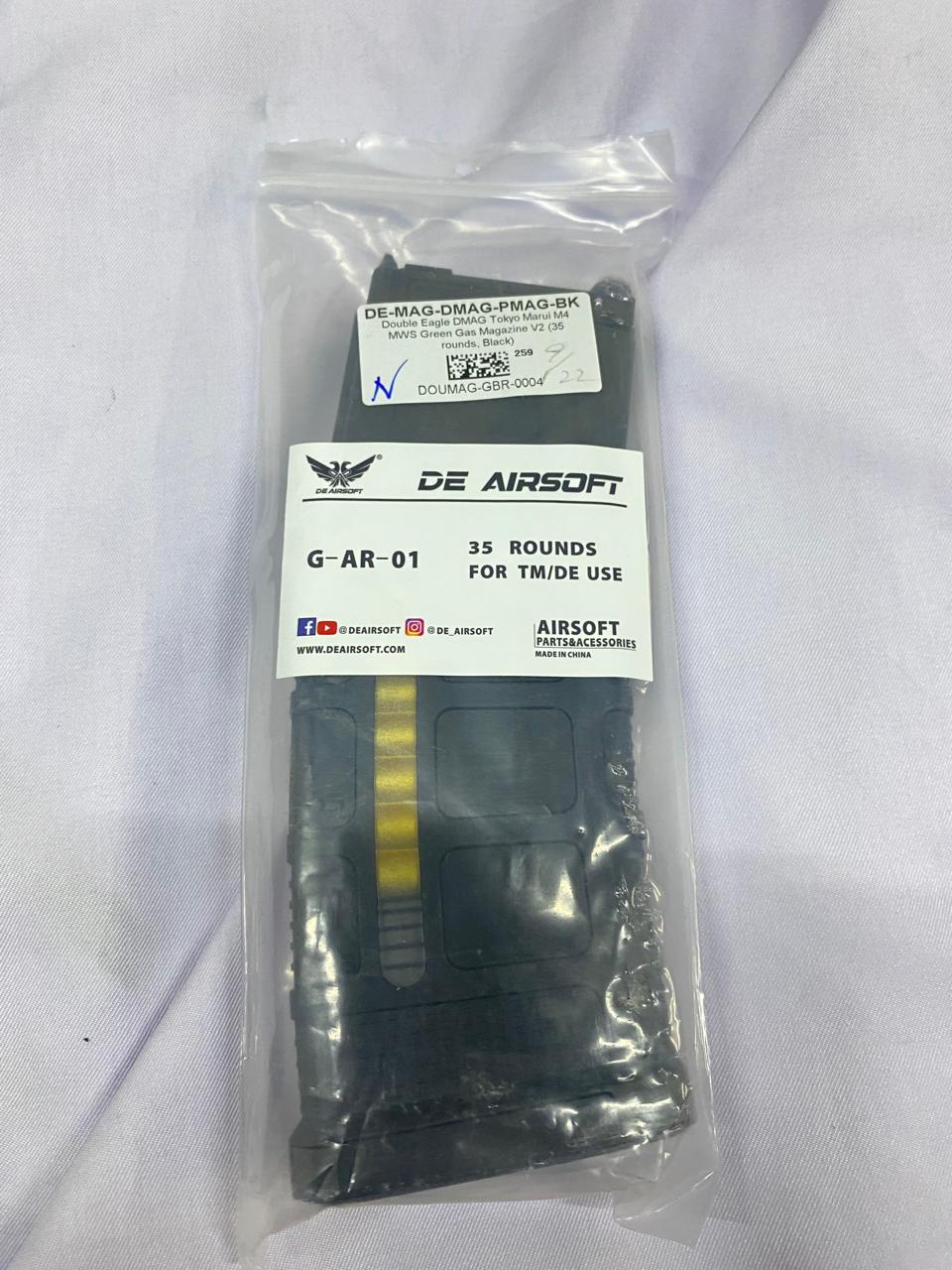 Double Eagle DMAG Tokyo Marui M4 MWS Green Gas Magazine V2 (35 rounds, Black)