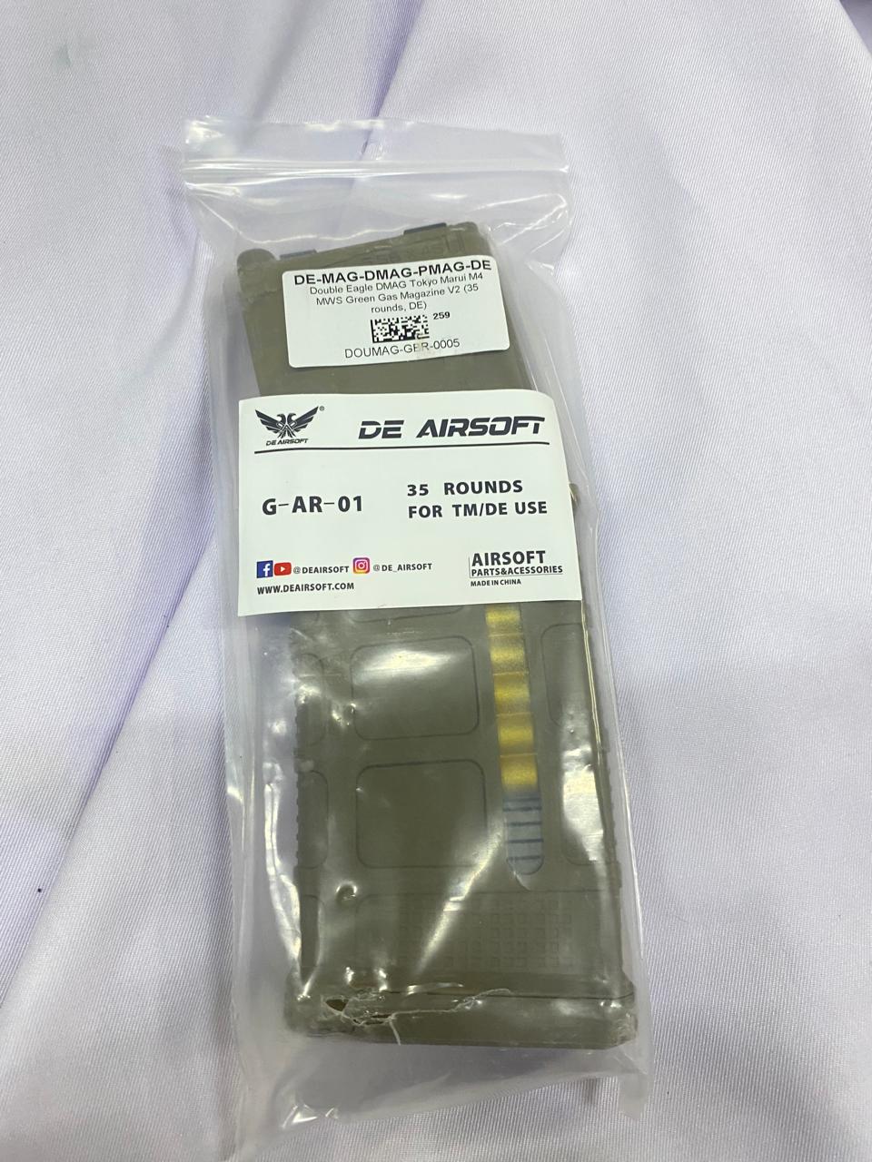 Double Eagle DMAG Tokyo Marui M4 MWS Green Gas Magazine V2 (35 rounds, DE)